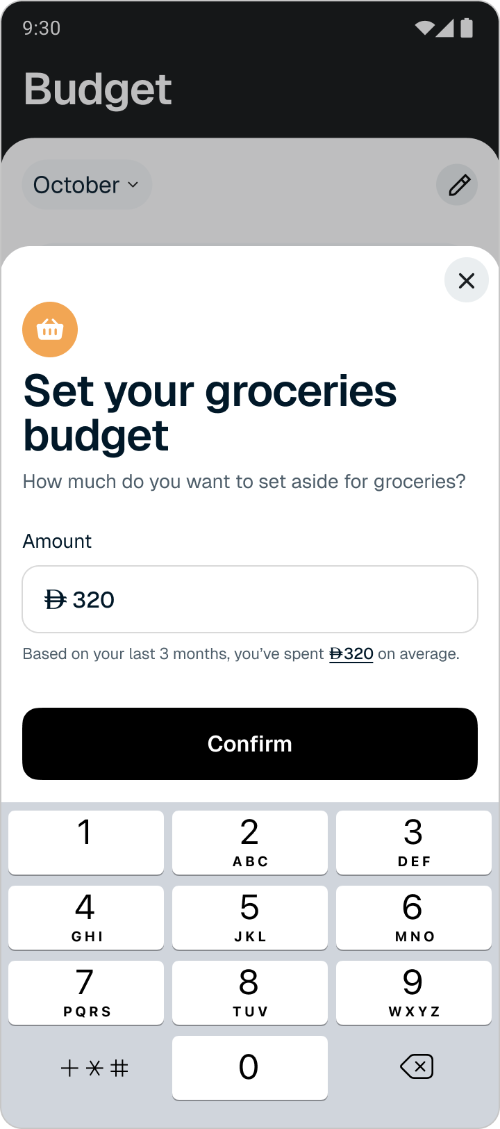 Budget flow, set a category budget